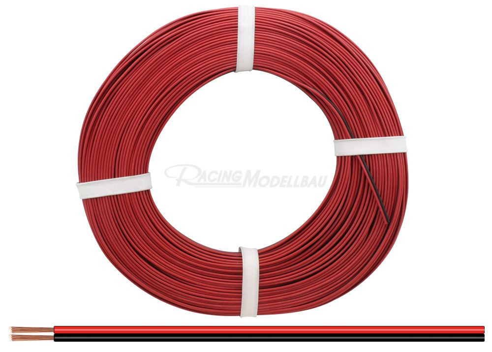 Zwillingslitze 0,14/ 25m rot-schwarz
