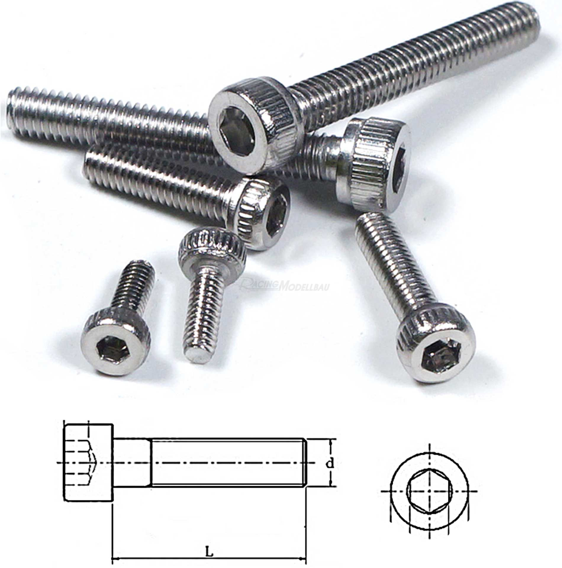 Zyl.kopfschrauben Innens.kant M2x6mm