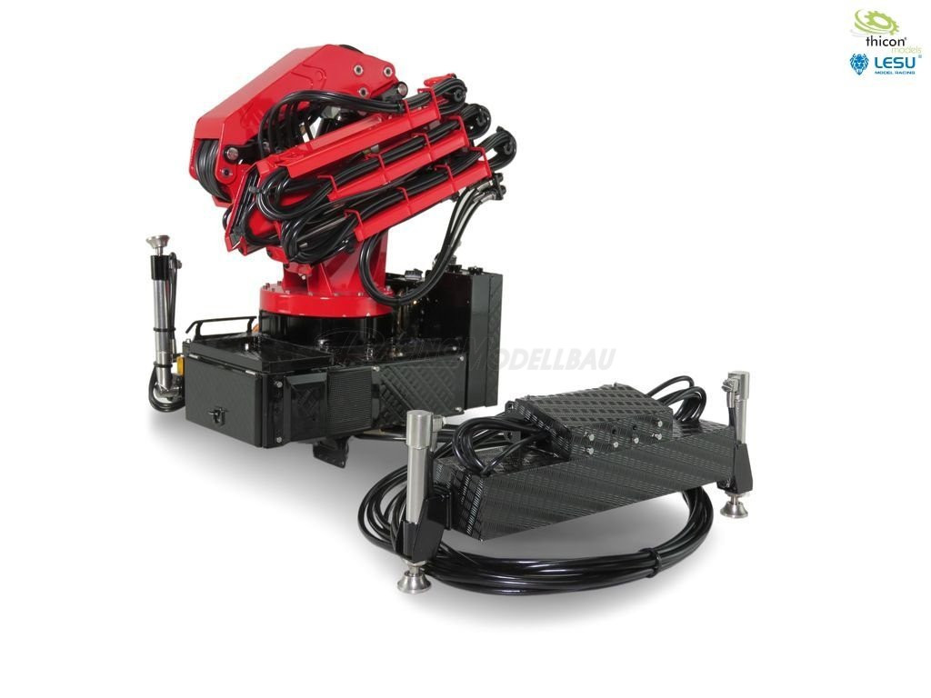 Ladekran V2 mit Abstützung RTR rot lackiert