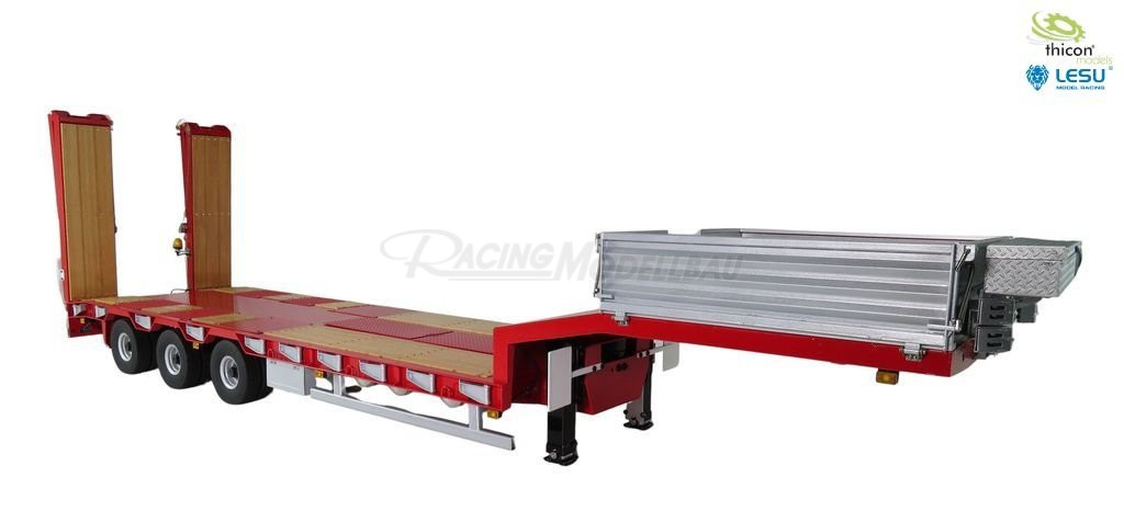 Tieflader Auflieger 3-Achs RTR rot m. Hydraulik