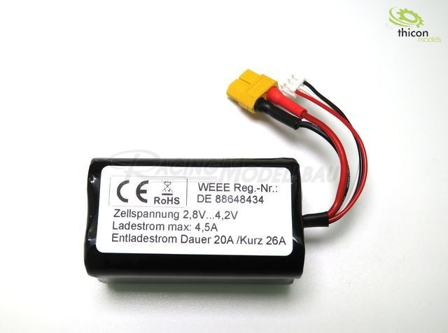 Akku 7,4V 9,8Ah LiIon mit XT60