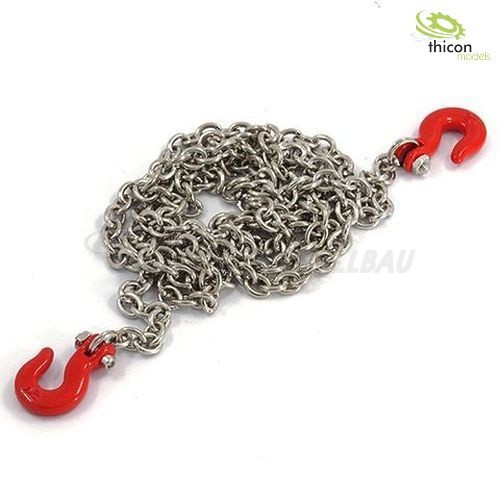 Haken aus Metall in rot mit Kette 96cm lang