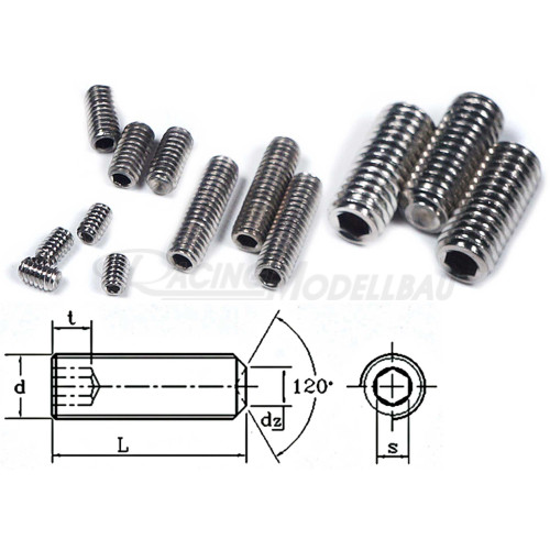 Gewindestifte Innensechskant M2x4mm 30 Stück