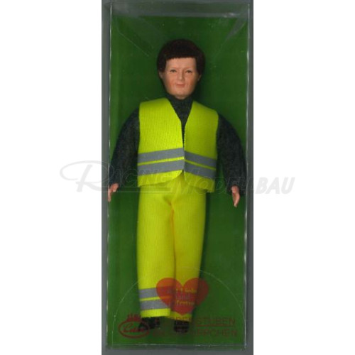 Bauarbeiter 13cm, gelbe Warnweste/Hose